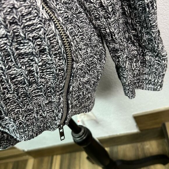 Pacsun Crew Neck Black/White Marled Pullover Side Zippers Slouch Women’s Sz L - Picture 8 of 11